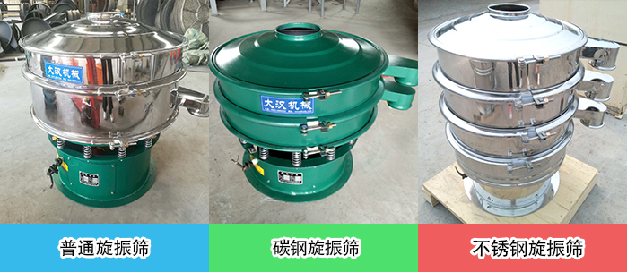 醫(yī)藥振動篩常見材質展示:碳鋼+不銹鋼,不銹鋼,碳鋼等材質展示